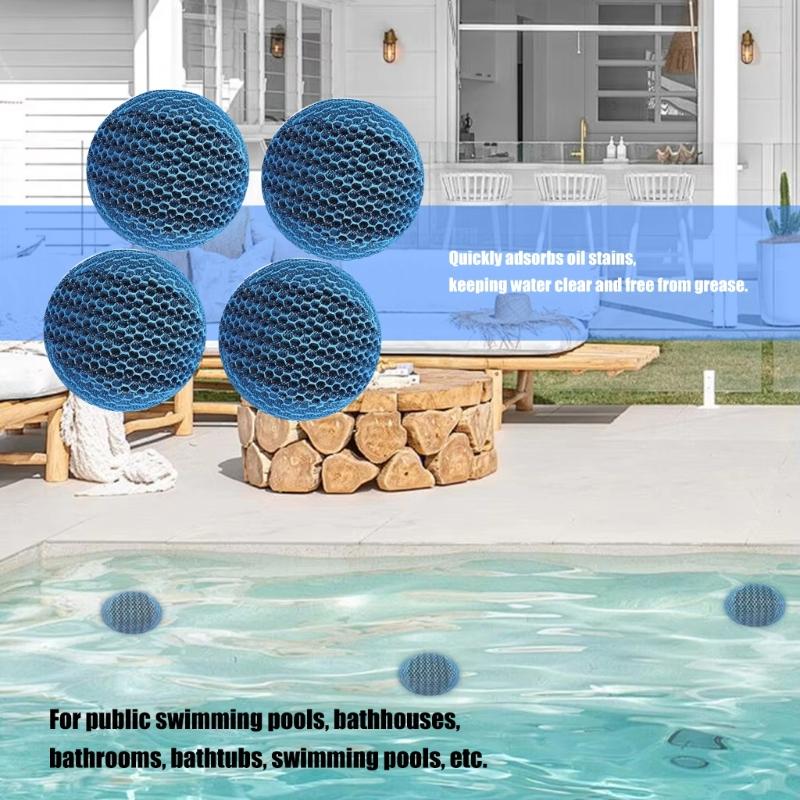 4Pcs Scum Absorber Cleaning Sponge Ball for Hot Tubs Spas Pools Bathrooms Descale Absorb Oil Multiple Application