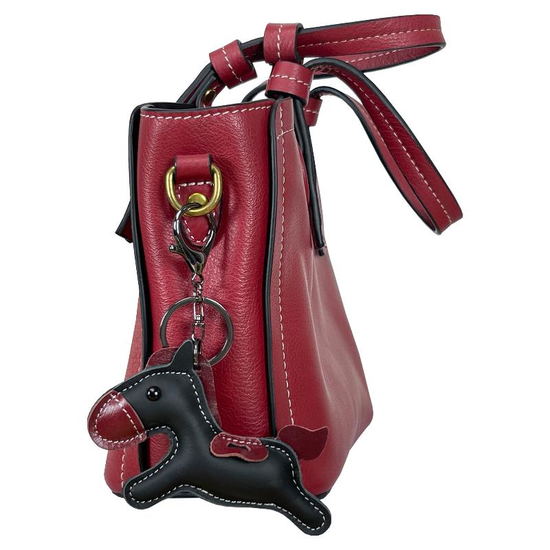 Trendy Genuine Cow Leather Pony Handbag Pendant Cute Versatile Horse Keychain Luggage Bag Hanging Accessories Diy Decor Gift