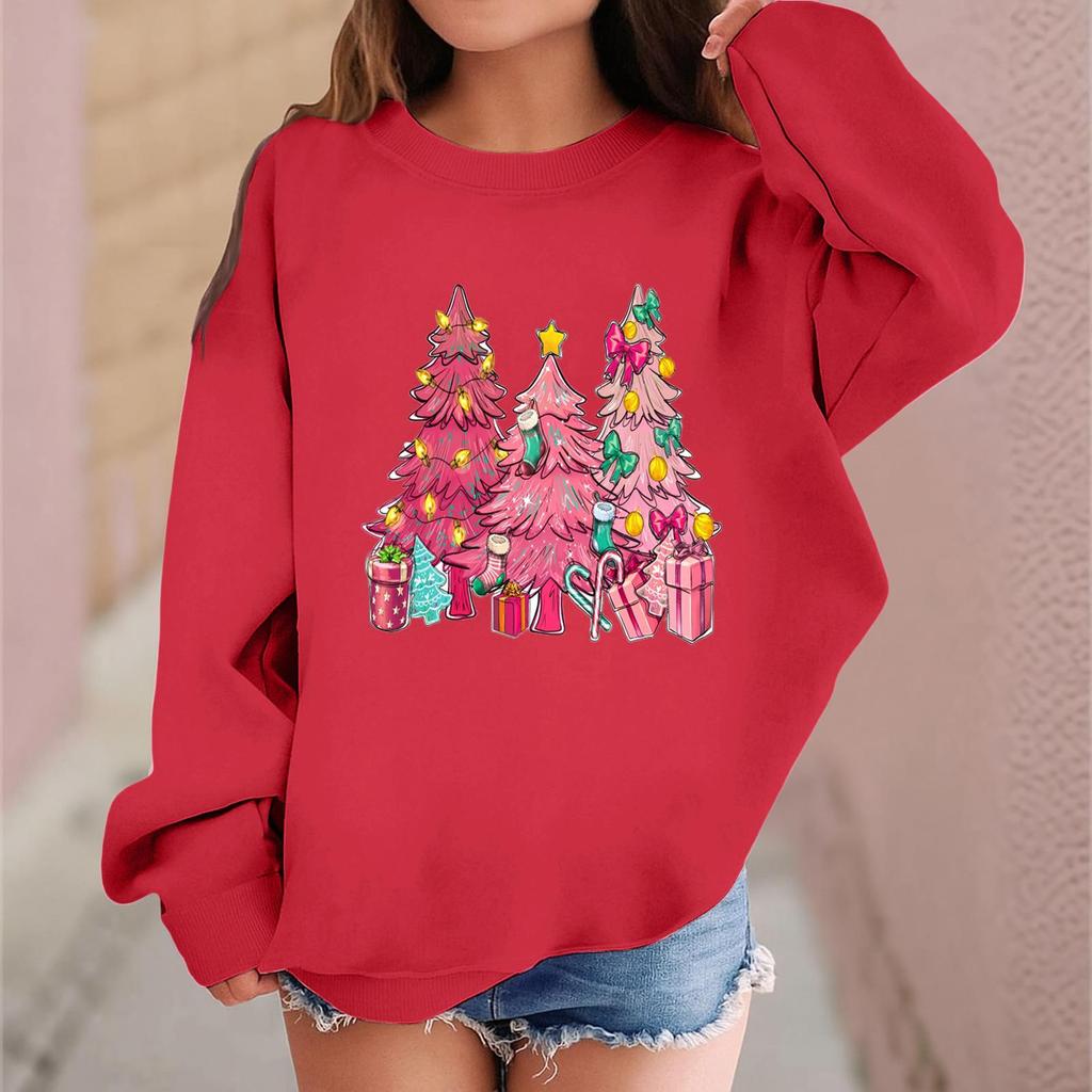 Children's Fashionable Casual Long-sleeved Loose Christmas Print Pullover Sweatshirt