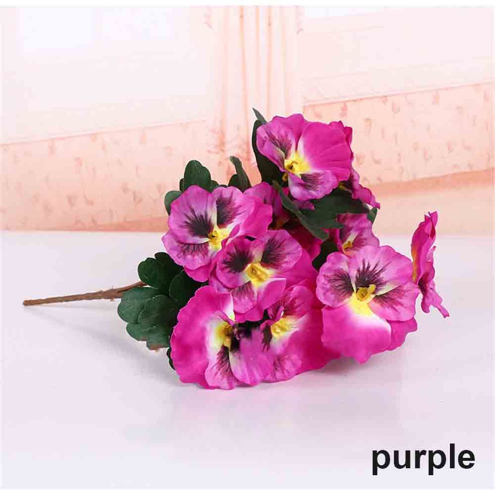10 head Party Home Room  Wedding Artificial Silk Bouquet Pansy Flower Plant Bunch Floral Decor