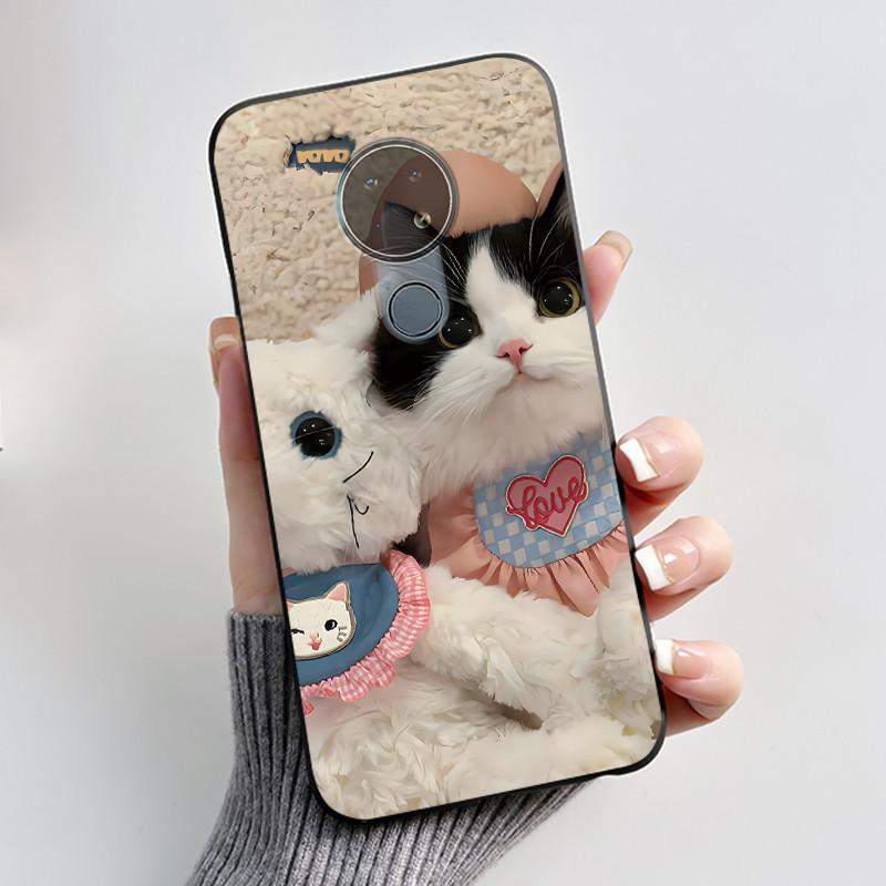 Милый Чехол Для Nokia 6.2 / Nokia 7.2 Fundas Capa Печатный Корпус Защитная Крышка Мягкий Силикон Мультяшный Черный Корпус Coque