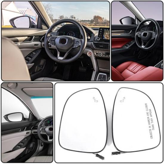 Left & Right Side View Mirror Glass Heated Assembly for 2018- HONDA ACCORD