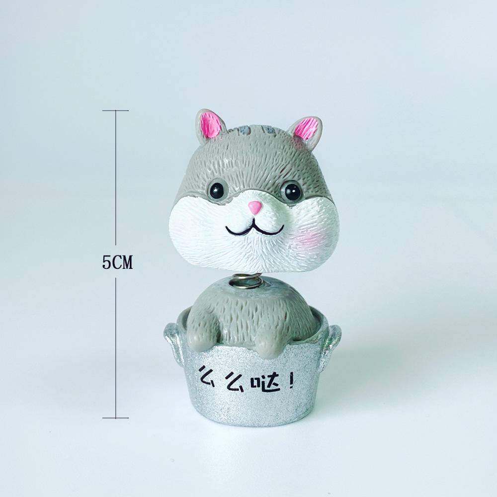 4PCS/set Cute Shaking Head Spring Car Ornament Animal Cactus Small Potted Resin Ornament Ornament