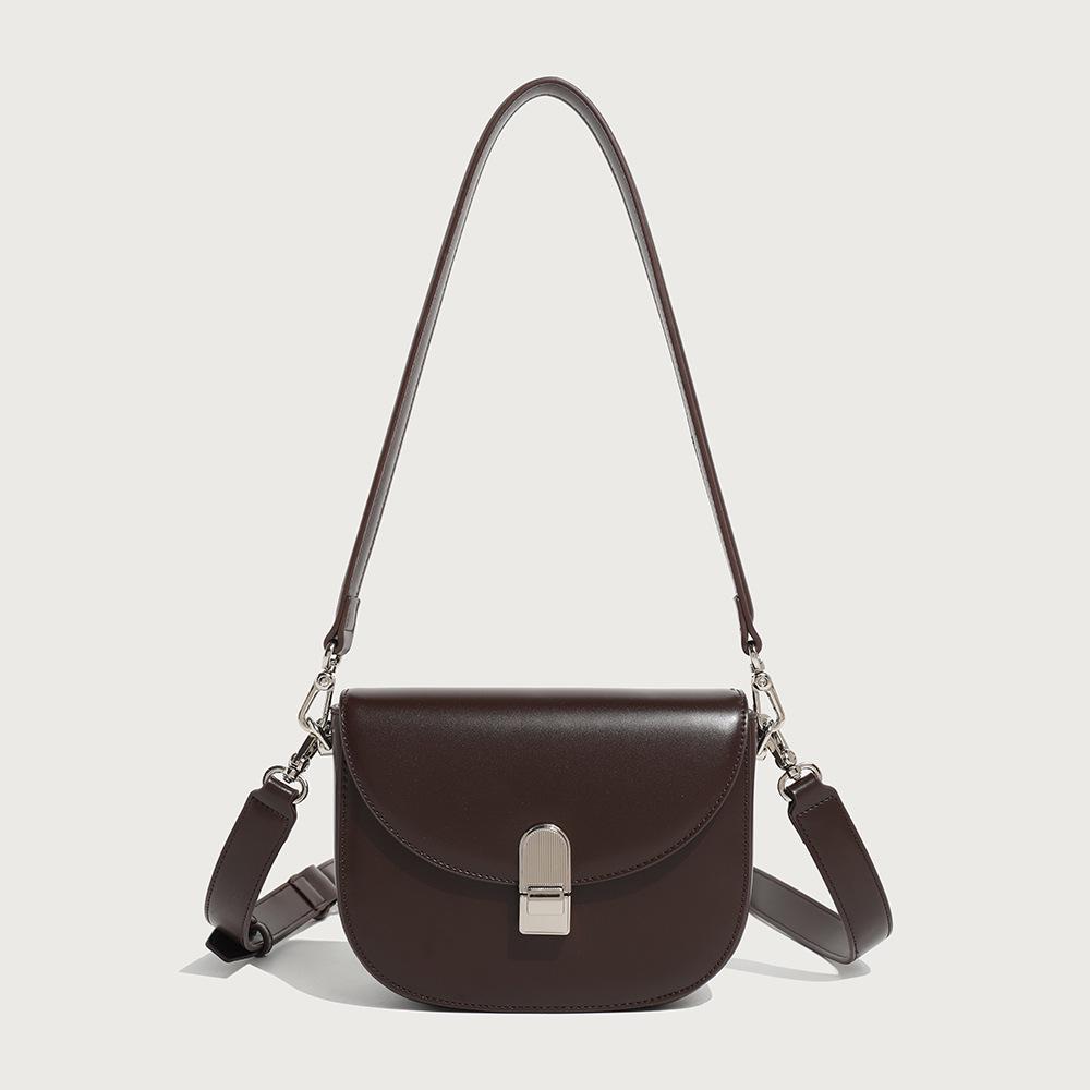 2024 Осень/Зима Женская модная полукруглая сумка через плечо из мягкой кожи с широким ремешком