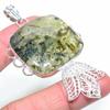 Natural Prehnite Gemstone Handmade 925 Sterling Silver Pendant 3.15" D2j26