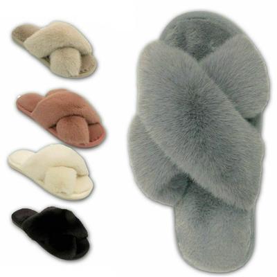 Женские пушистые тапочки для девочек, женские туфли без каблуков с открытым носком из искусственного меха, обувь без каблуков для женщин