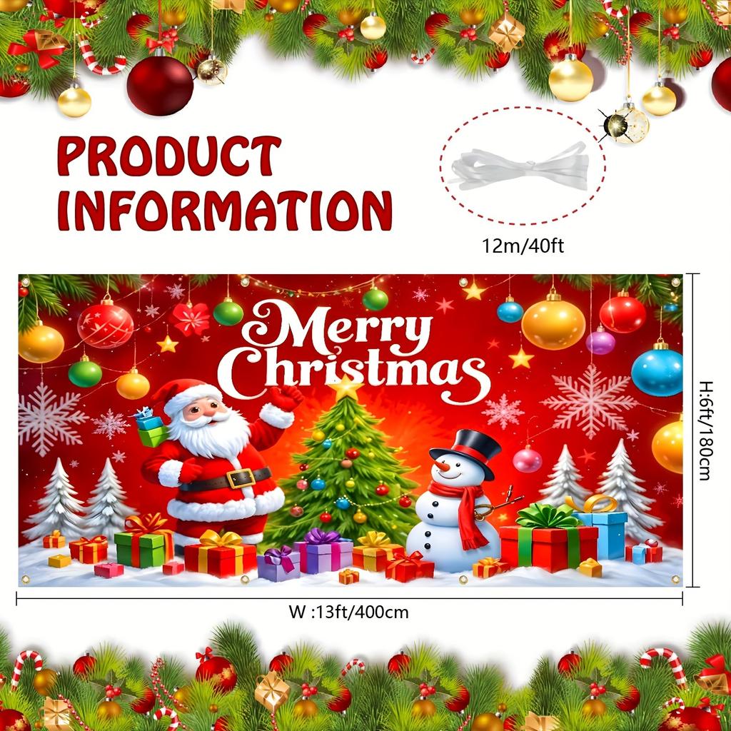Large Christmas garage background, red Christmas happy background wall, Santa Claus, Christmas snowman