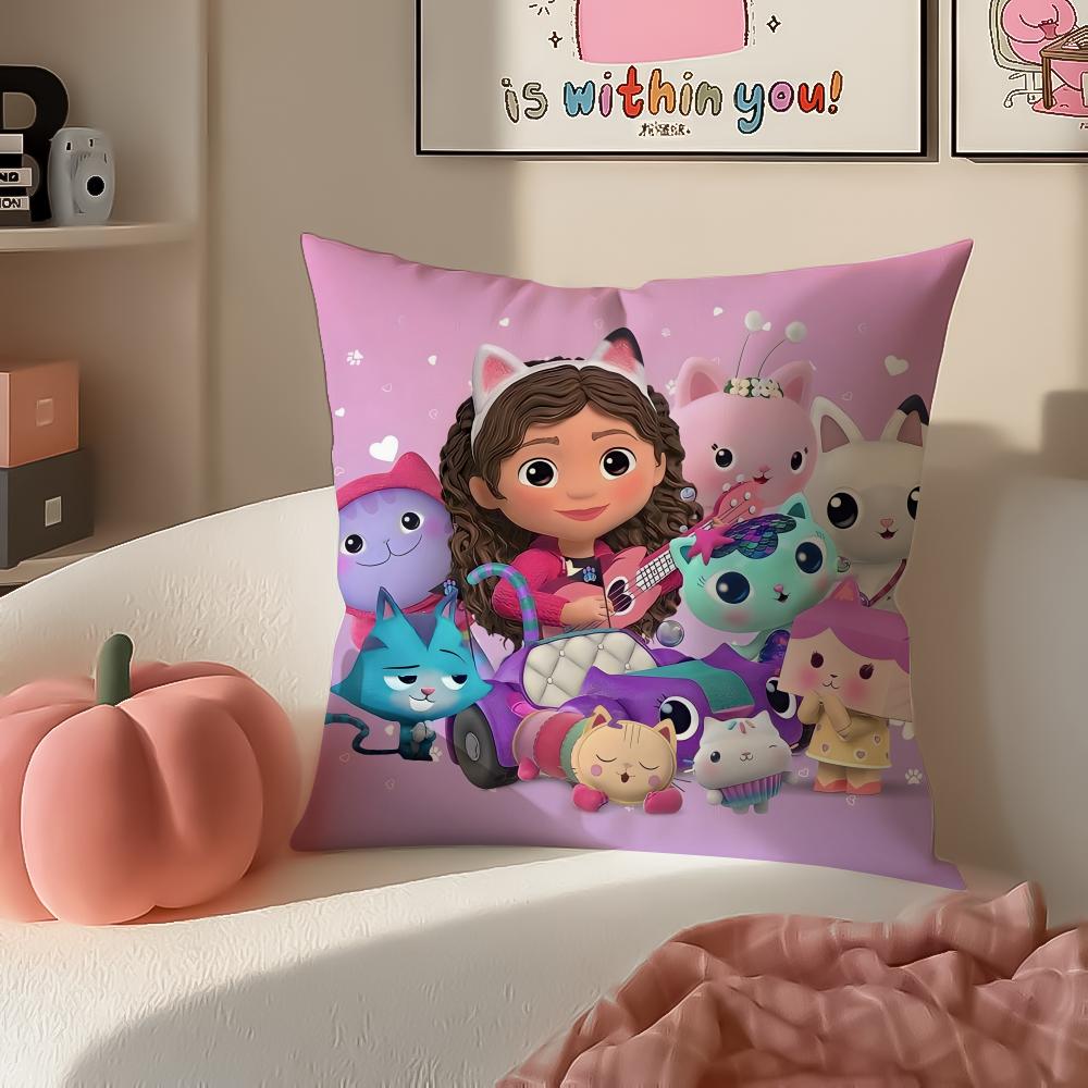 Игривый детский мультфильм Кукольный домик Габби Наволочка Подушка Короткий плюш Невидимая молния Комната Диванная наволочка