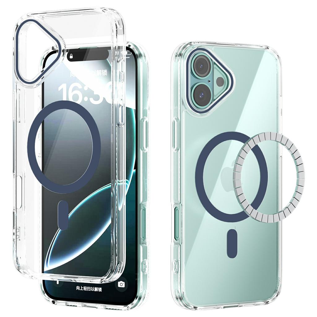 Для iPhone 16 Plus Чехол Совместимый с MagSafe Защита от царапин Прозрачный ТПУ ПК Задняя крышка для телефона