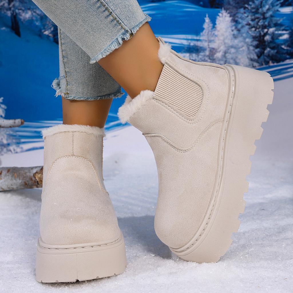 Мода 2025 Зимние Женские Снежные Сапоги Плюшевые Теплые Нескользящие Туфли Женские Балетки Кроссовки Повседневные Слипоны Женские Ботильоны Ботас Мухер