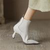Модные Новые Осенне-Зимние Женские Ботинки Кожаные Короткие Ботинки Модные Ботинки с Острым Носком для Женщин Высокие Каблуки Женская Обувь Ботинки Челси