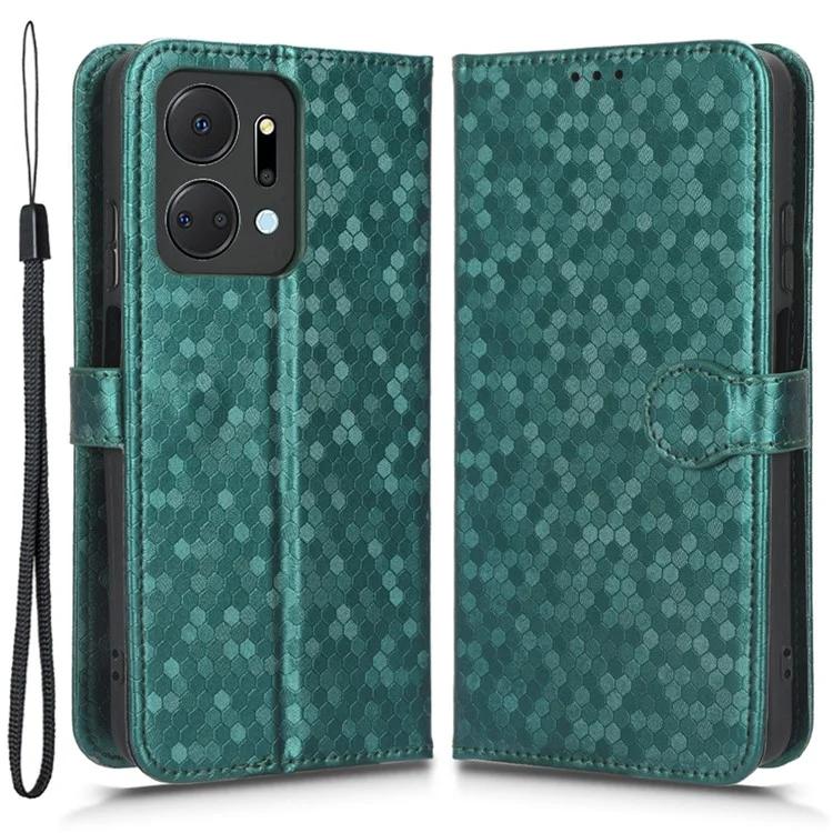 Чехол-кошелек с тиснением в виде точек для Honor X7a 5G, кожаный чехол-подставка