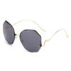 Polygonal Sunglasses Women'S Big Face Thin Marine Sheet Sunglasses Rimless Trimmed Sunglasses