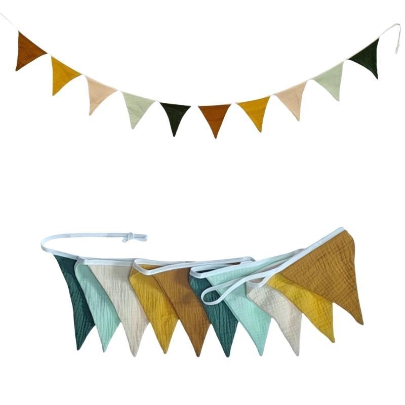 652F Cotton Pennant Bunting Flags Garlands Hanging Nursery Decors for Baby Shower