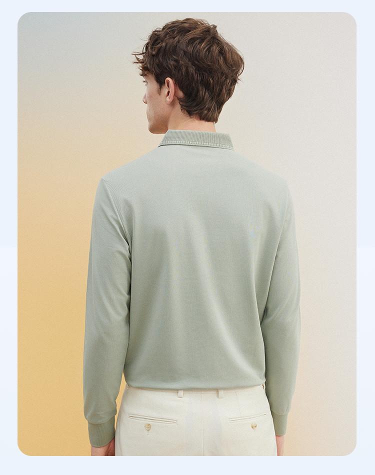 Comfortable Cotton 3A Antibacterial Long-Sleeved Polo Shirt for Men