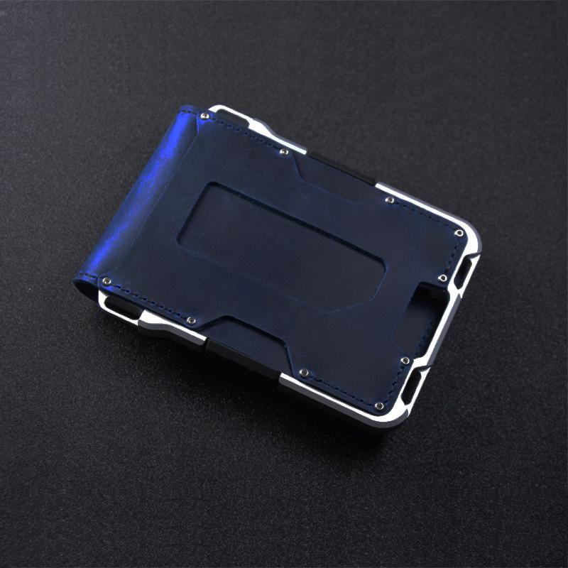RFID Metal Antimagnetic Aluminum Alloy Card Package Multifunctional Men's Leather Credit Card Business Card Case Wallet