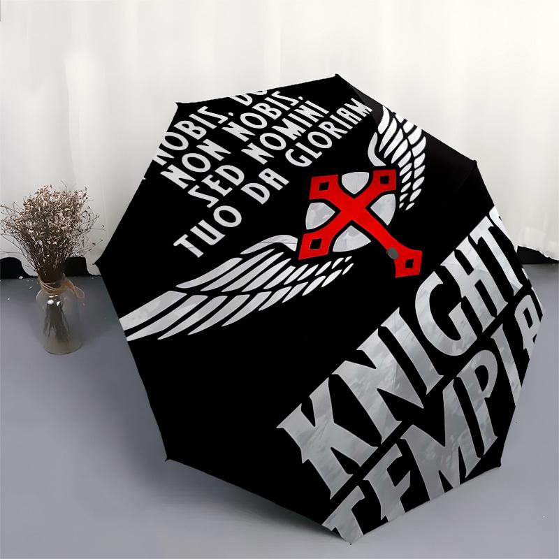 Knights Templar, Cross Themed Automatic Opening and Closing Umbrella, Compact Travel Umbrella, Lightweight and Portable, Suitable for Beach