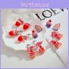 Серьги Торт с клубникой Очаровательные Девочки Сладкий Дизайн с Бантиком Клипсы для Непроколотых Ушей