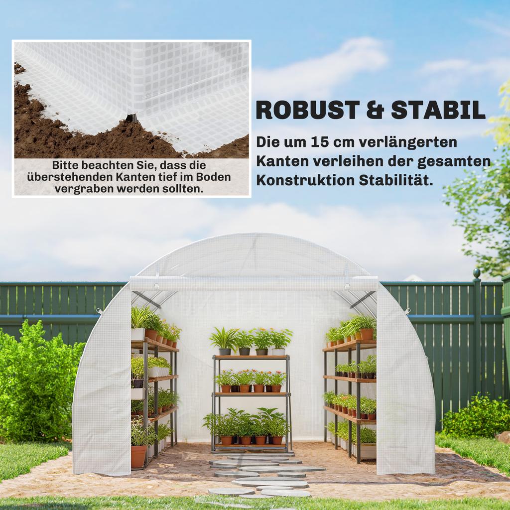 Greenhouse Film 3 x 3 m, Waterproof Polyethylene Film with Roll-Up Door, 6 Windows, UV Protection FILM ONLY White