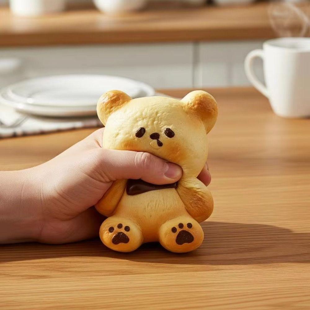 Slow Rising Bear Bread Squeeze Toy Hand Relax Slow Rebound Toy Bear Baked Bread Toy Birthday Gift