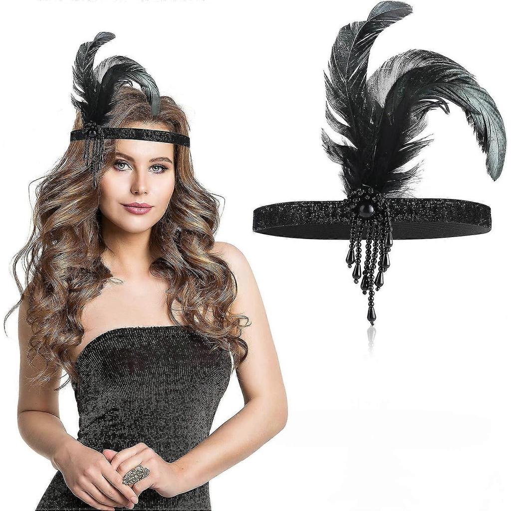 (Black Beads) 1920s 1920s Women Girls Theme Hair Accessories Bridal Wedding Party Gathering Headbands