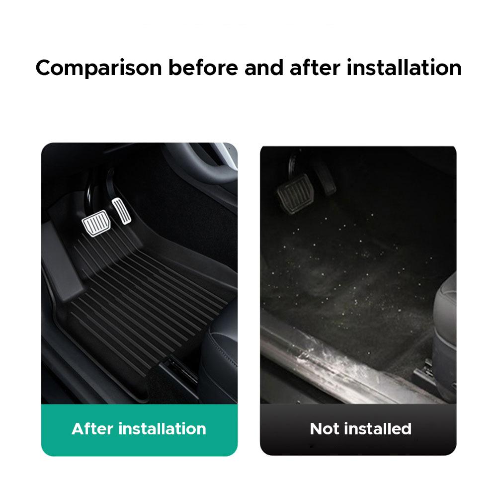 Для Tesla Model Y 2025-2025 Коврик для пола с левым и правым рулем TPE Коврик Водонепроницаемый Устойчивый к погодным условиям Подставки для ног Коврики