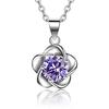 Necklace Pendant Silver Plated Ornament Korean Style Simple Zircon Plum Pendant Female Blooming Flower Pendant