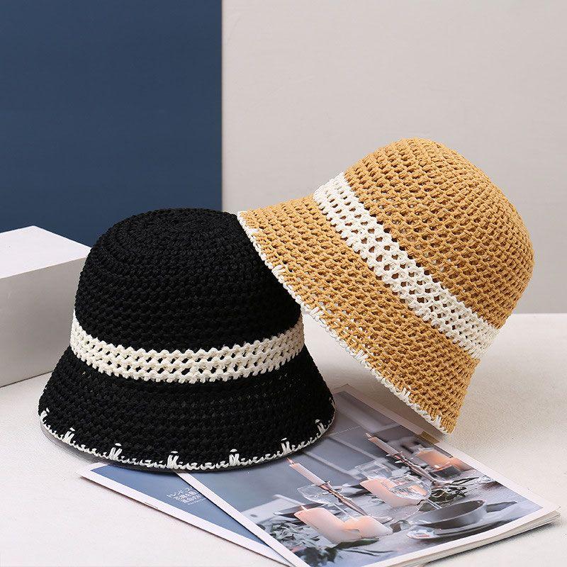 Вязаная панама с маленьким лицом, полая и дышащая плетеная шляпа из папируса, складная весенне-летняя шляпа-тазик с козырьком от солнца