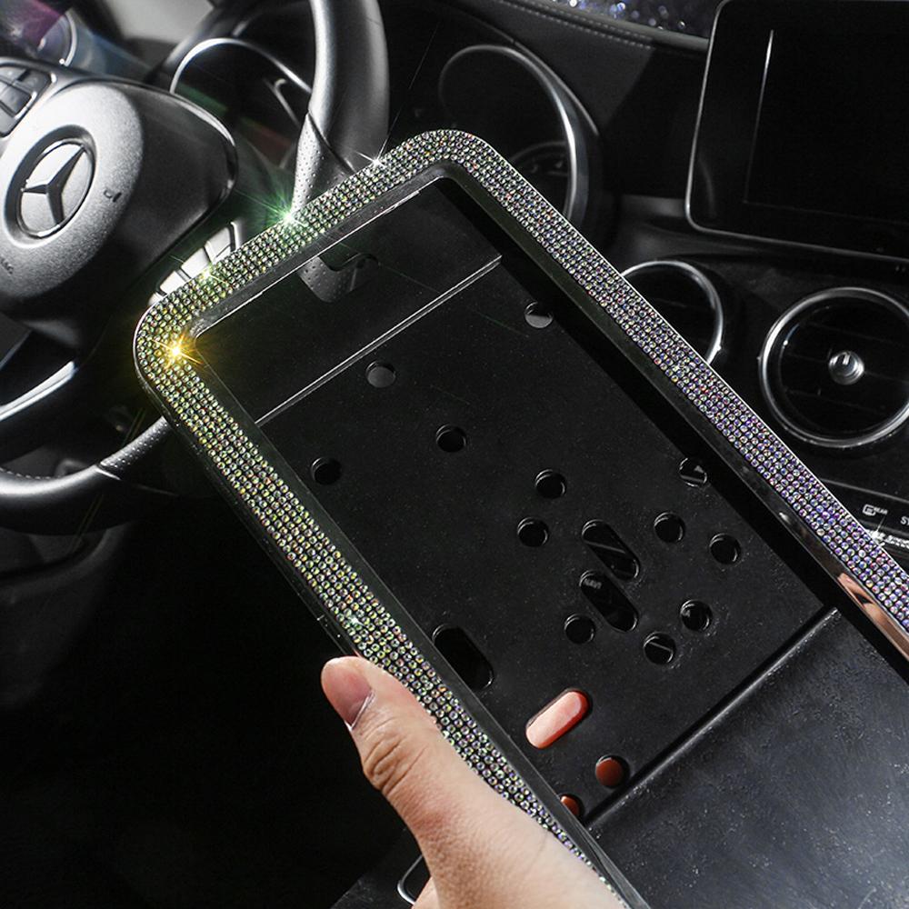 1PCS Russian Car License Plate Frame Crystal License Plate Frame Luxury Car Frame Plate Bling Car Accessories Interior for Woman