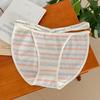 Женское нижнее белье с вырезом на талии, женские трусы, тонкие антибактериальные трусики в полоску в стиле пэчворк