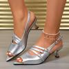 Модная обувь для женщин 2024 года, модные женские босоножки с острым носком, летние открытые туфли с пряжкой, однотонные сексуальные туфли на шпильках или тонких каблуках