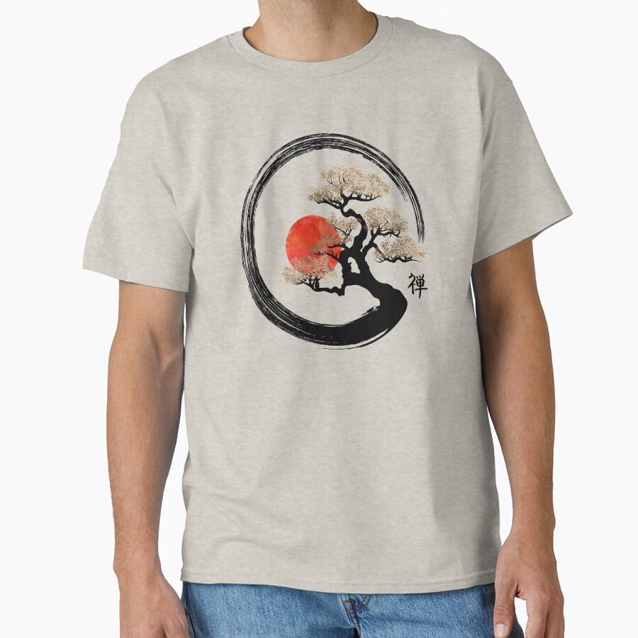 Enso Circle and Bonsai Tree on Canvas Classic T-Shirt