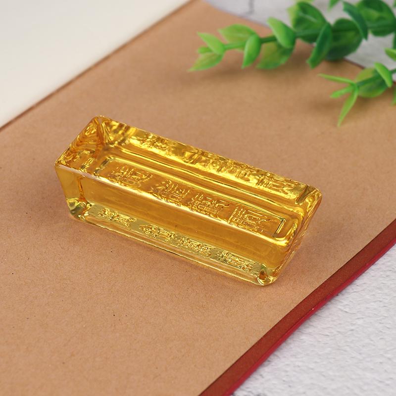 1шт фэн-шуй китайский желтый кристалл золотой слиток для богатства счастливый украшения дома
