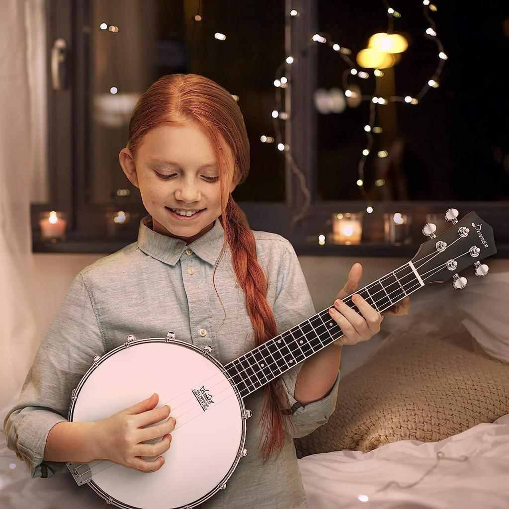 Donner Banjo Ukulele Concert 4 струны 23 дюйма корпус из сапеле Remo Head тюнер сумка с запасными струнами