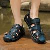 2024 Outdoor Men Summer Sandals Non-slip Walking Hiking Trekking Shoes Men Slippers Beach Wading Baotou Leather Sandals Travel