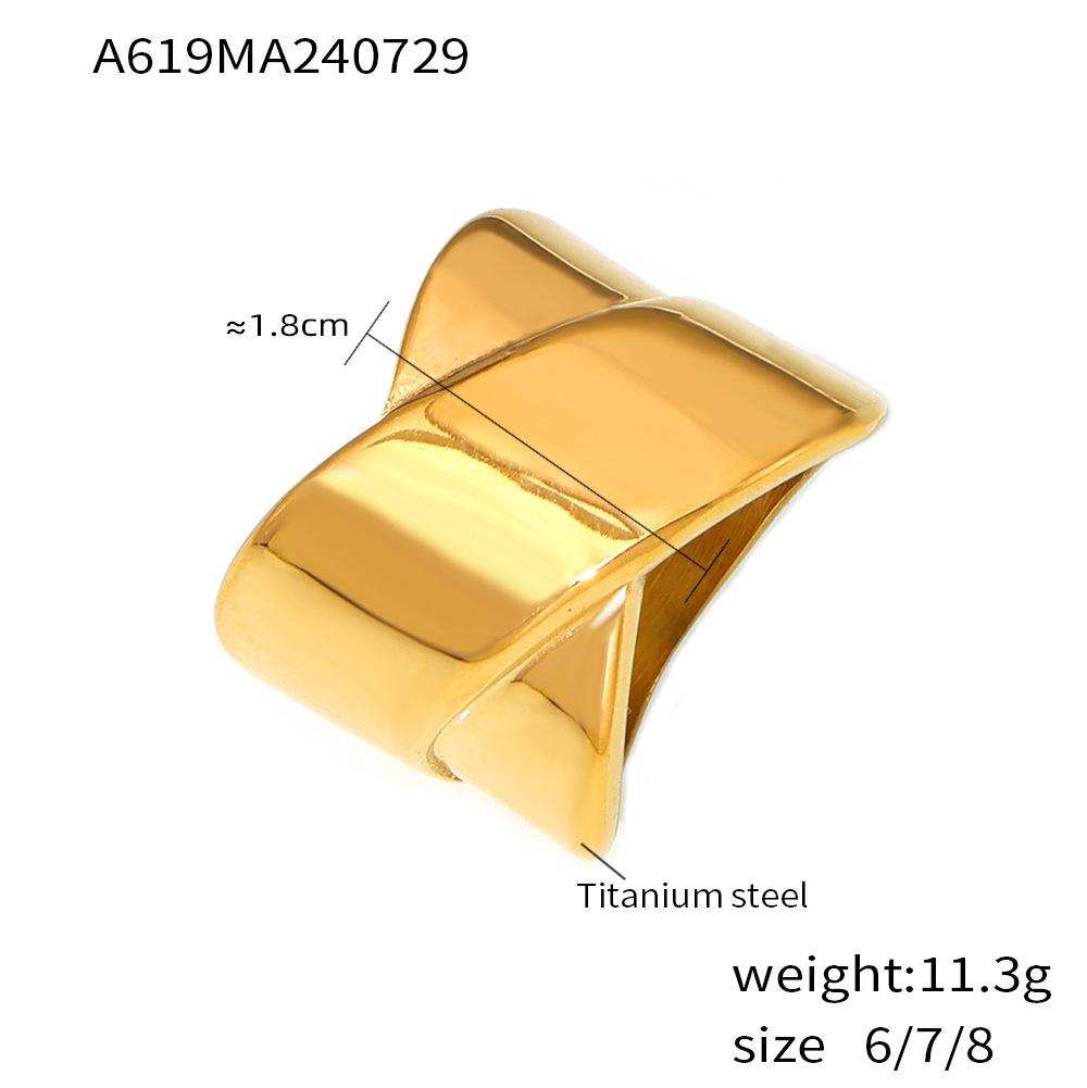 Gold Wide Edition Niche Design Glossy Wrapped Ring Titanium Steel Gold Plated Convex Personality Ring