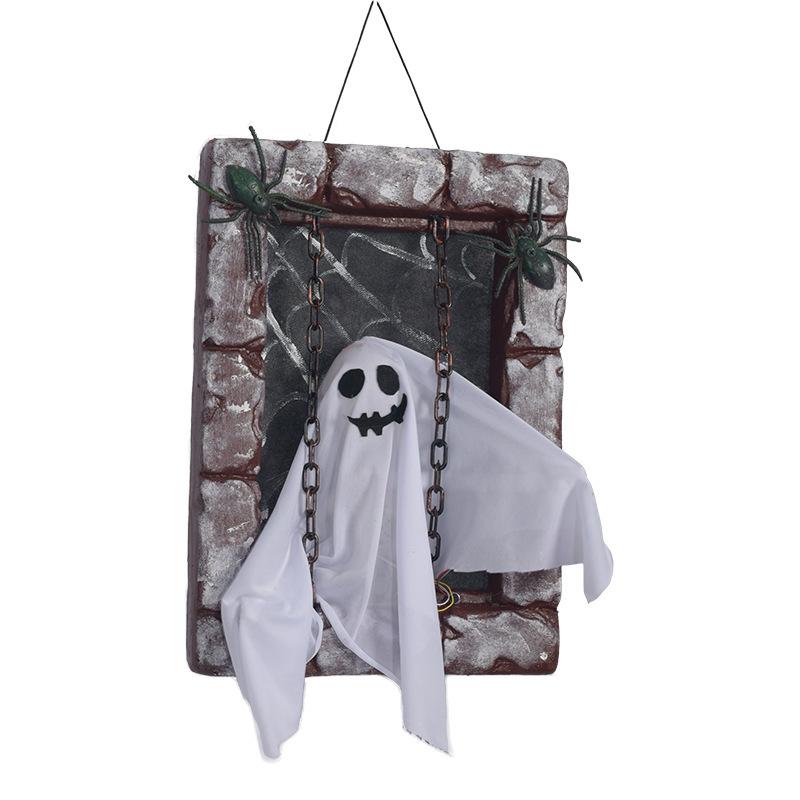 Halloween Tombstone Skeleton Hanging Decor Glowing Sound Terrifying Horror Pumpkin Ghost Haunted House Halloween Decoration