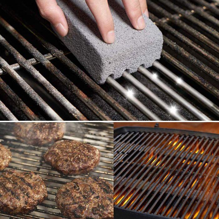 Pierre nettoyante pour barbecue, brosse WC, raclette WC, pierre anti-peluches 7,5 x 7,5 x 15 cm, gris, 2 pièces