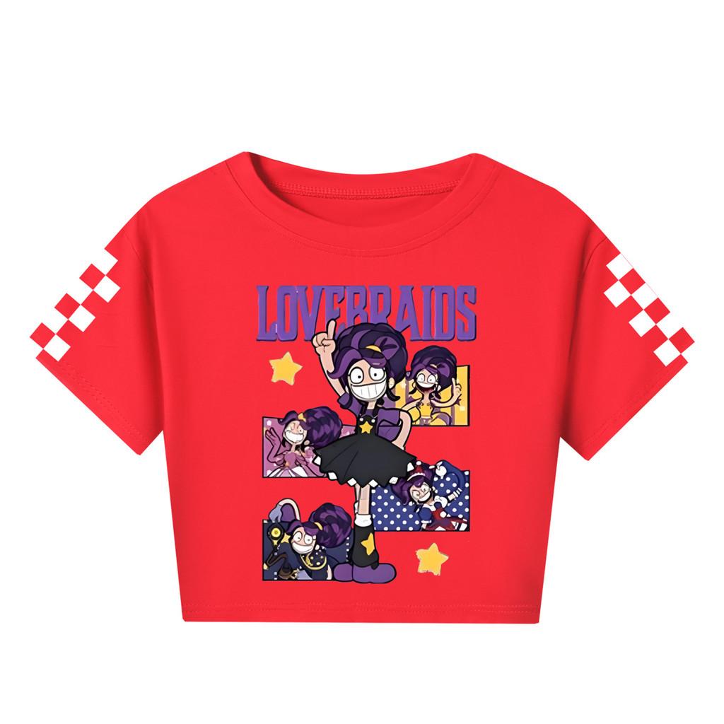 5601 Kids Girls Print Short Style Cute T-Shirt