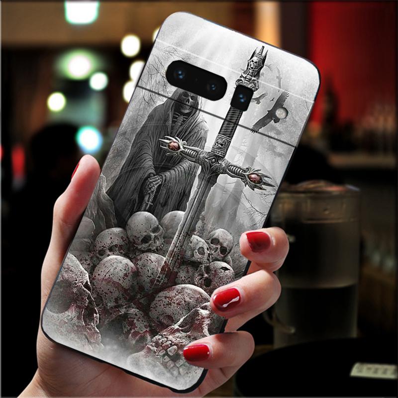 Phone Case For Google Pixel 10 9 Pro XL 9A 8 7 6 Pro Pixel 8A 7A 6A Pixel 8 7 6 5 Grim reaper skull skeleton