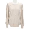Shiz Madam Women S Round Knit Pearl Detail Balloon Sleeve Top T57207