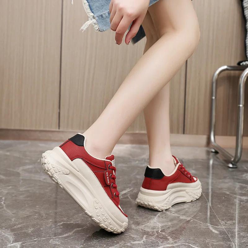 Luxury Women's Sneakers Fashion Outdoor Casual Shoes Designer Platform Shoes for Women Lace Up Vulcanized Shoes Zapatillas Mujer