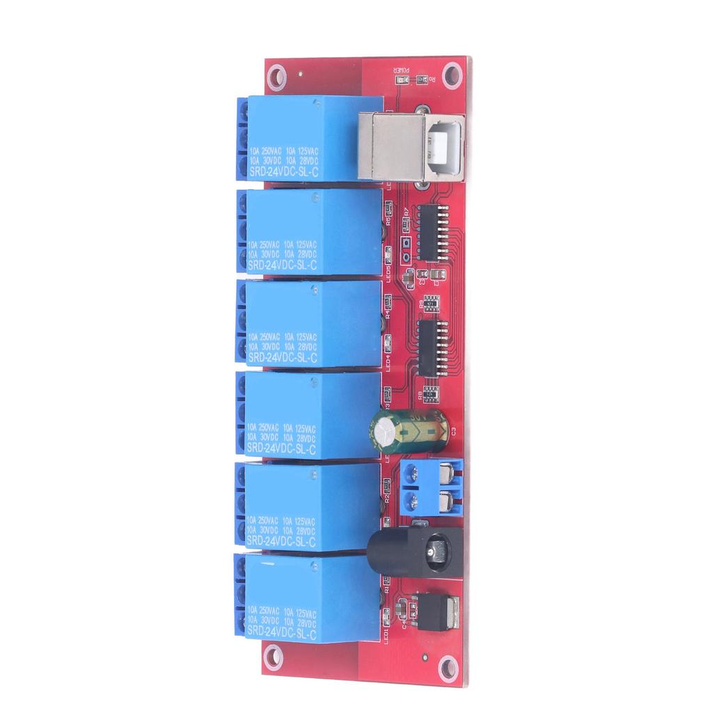 6 Channel USB Relay Module Modes Adjustable HID Drive Free USB Relay Board for Home Farm 24V