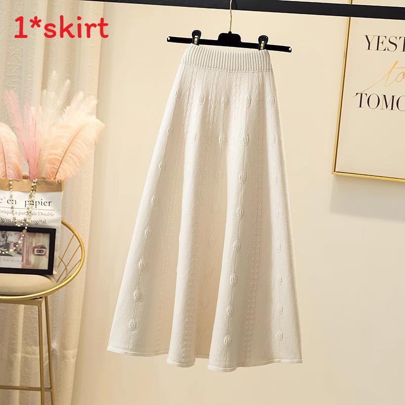 Womens High Waist Knitted Midi Skirt With Thick Woolen Material For Autumn Winter Elegance