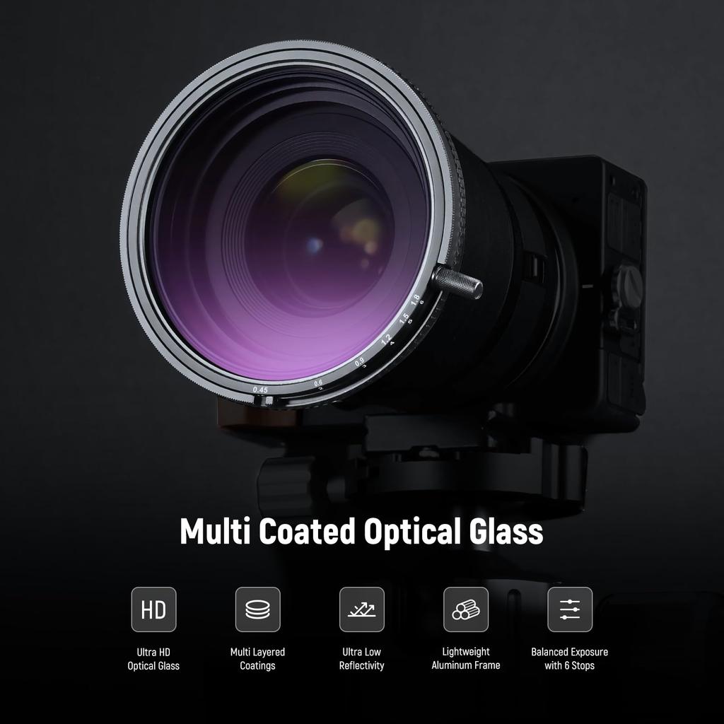 NEEWER 67 мм Фильтр True Color Variable и CPL с ручкой HD, Оптический сплав, Ручка ND3-ND64, 2-в-1 Регулируемый, Многослойное стекло/Алюминиевая рама,