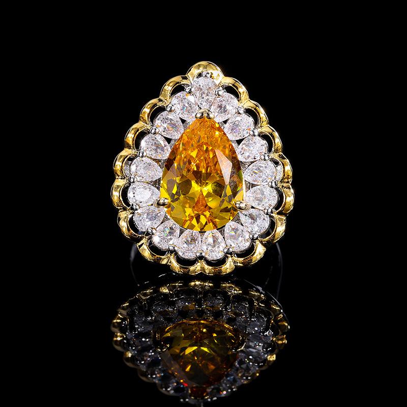 Новое винтажное кольцо с каплями бриллиантов, кольцо с изумрудом и цирконом из драгоценных камней Параиба