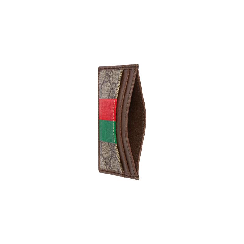 Gucci Пресбиопия Логотип Принт Буквы Холщовая Нашивка Кожаный Держатель для Карт Мужской Коричневый