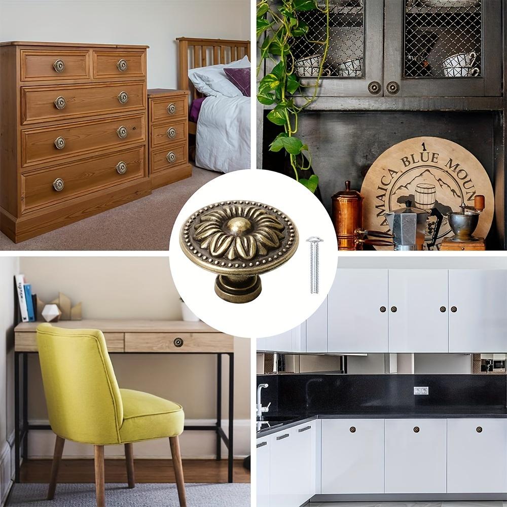 12 шт. антикварных бронзовых ручек для шкафов, винтажные ручки для ящиков в деревенском стиле, 0,98*1,38 дюйма, для шкафа, гардеробной, комода, с винтами