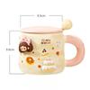 Креативная мультяшная керамическая кружка с крышкой и ложкой, семейная кружка, чашка фэн-шуй для девочек, большой объем