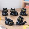 5Pcs Black Cat Ornament Mini Figurines Miniature Resin Cute Kitten Micro Landscape Crafts Small Ornaments Desktop Decoration